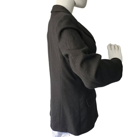Ellen Tracy Black Wool Blazer 3 Button Jacket Shimmer Lightweight Womens Size 10 - Picture 5 of 10